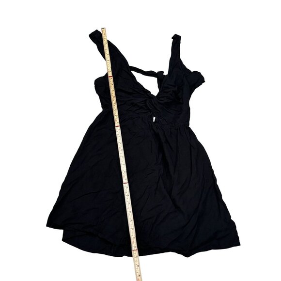 ASOS Black Sleeveless Mini Dress With Front Knot Detail Open Back Womens Size 8 - Picture 4 of 8